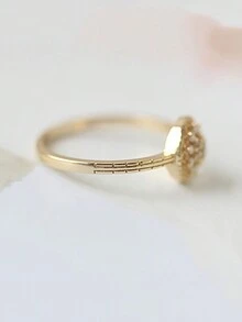 1 chiếc nhẫn đeo tay hình hoa tròn bằng bạc Sterling S925 thời trang cổ điển sang trọng mạ vàng 14K dành cho phụ nữ dự tiệc trang sức cuộc sống hàng ngày - Vàng - Xem 4