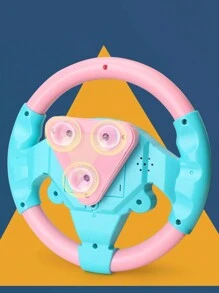 1pc Suction Cup Large Music 360° Rotation Toy Steering Wheel For Kids Pretend Play - Yellow - View 8