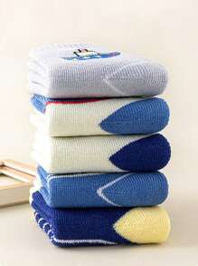 5pairs Plush Socks Warm Long Socks For Toddler Boys & Girls, Thickened Winter Floor Socks For Infants - Multicolor - View 6