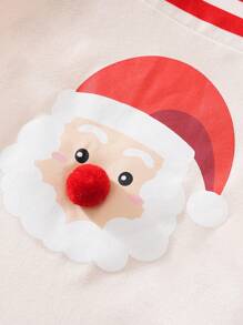 1 件條紋吊帶聖誕老人設計寵物衣服帶 3d 絨球