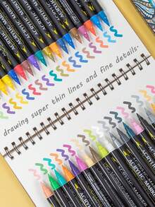 Bộ 12 bút đánh dấu sơn Acrylic đầu kép, đầu cọ chấm bi siêu mịn, dùng cho thư pháp, gỗ, vải bạt, đá, tranh đá, thủy tinh, vải gốm, đồ dùng nghệ thuật kim loại, gốc nước, nhanh khô, bền với ánh nắng mặt trời, phủ mạnh - Nhiều màu - Xem 4