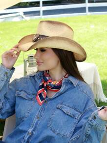 復古牛仔帽 - 男女通用西部牛仔帽 - 米色 - 查看 7