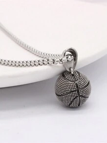 Collier En Acier Inoxydable Avec Pendentif De Basket-ball Pour Homme, Collier De Sport De Style Vintage Pour Les Amoureux Du Basket-ball