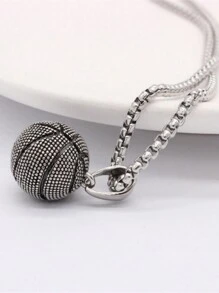 Collier En Acier Inoxydable Avec Pendentif De Basket-ball Pour Homme, Collier De Sport De Style Vintage Pour Les Amoureux Du Basket-ball