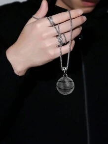 Collier En Acier Inoxydable Avec Pendentif De Basket-ball Pour Homme, Collier De Sport De Style Vintage Pour Les Amoureux Du Basket-ball