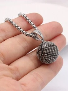 Collier En Acier Inoxydable Avec Pendentif De Basket-ball Pour Homme, Collier De Sport De Style Vintage Pour Les Amoureux Du Basket-ball