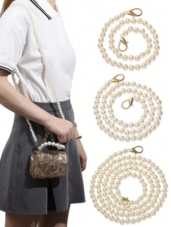 10mm Pearl Bag Chain Strap Handle Pearl Belt Shoulder Bag Straps Crossbody Handbag Replacement Chains Bag Parts Accessories Bag Present