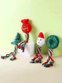 1入組聖誕繩索毛絨玩具適用於寵物,嚼抵抗卡通自娛樂狗狗和貓玩具,寵物用品(適用於寵物僅有)