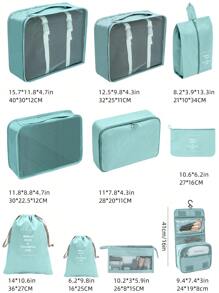 10 件/套涤纶旅行洗漱包，现代便携式化妆收纳袋，适用于旅行打包袋，衣物收纳袋，衣物收纳袋，旅行袋套装，适用于行李箱，节日假期，返校用品