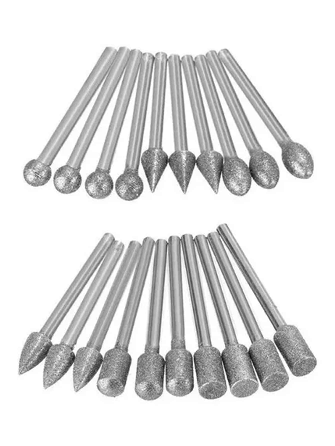 Vmingo Kit Broca Punta Diamante Grabado Mototool Rectificado 20uds. - Plateado - Ver 1