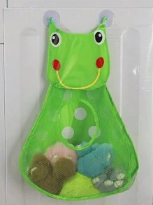 1pc Cartoon Mesh Storage Hanging Basket For Kitchen/Bathroom Multipurpose Storage, Also For Kids' Bath Toys, Including Suction Cups And 2 Adhesive Hooks, Random Color - Green - View 5