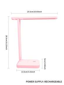 1pc Led Eye-caring Desk Lamp With 3-level Brightness, Touch Control And Usb Charging Port, Foldable Design, White - Pink - View 4