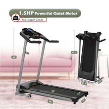 Folding Treadmill For Small Apartment, Motorized Running Machine For Gym Home, Fitness Workout Jogging Walking Easily Install, Space Save - 黑色 - 查看 2