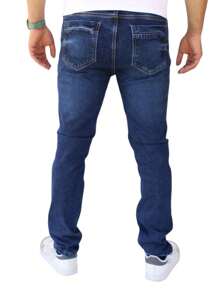 Slim Fit Stretch Denim Pants For Men John Silver - Medium Wash - View 2