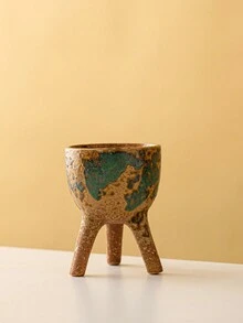 1入組陶瓷花盆,現代極簡風格,寬口帶粒狀紋理,適用於家居、辦公室、桌面和客廳裝飾