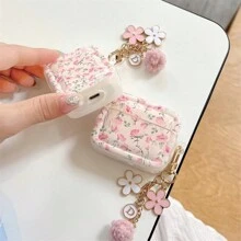 Fashionable Floral Pattern Wave Edge With Pendant Apple Earphone Case Compatible With IPhone 1/2/Pro/3/Pro (2nd Generation) Without Earphones