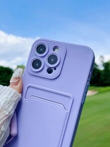 1 Miếng Chạm nhẹ Ví thẻ + Chất lỏng silicon Dây buộc điện thoại + Chống sốc Thẻ Chèn Ốp lưng & bao da điện thoại , Tương thích với Apple & Samsung Điện thoại - Màu tím - Xem 3