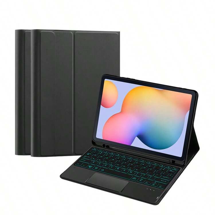 背光触控板键盘保护套适用于 Galaxy Tab S6 Lite 10.4 英寸 P610 P613 P615 P618 P619 A8 10.5 英寸 X200 X205 Tab S7/S8/A9+ 11'' T870 T875 X700 X706 X210 X216 X218 平板电脑磁分离智能触控板背光键盘保护套西班牙语英语阿拉伯语 - 黑色-西班牙語佈局 - 查看 9