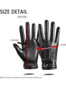 Winter Touch Screen Cycling Gloves For Men, Thickened & Thermal Lined, Adjustable, Windproof & Warm For Riding, Motorcycling, Black - Black - View 3