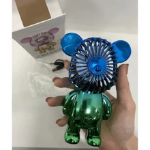 Carry The Gradual Change Bear Electric Fan Mini Cute Portable USB Charging Silent Handheld Small Fan Three High Wind - Blue - View 11