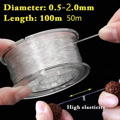 1PC 100m/50m Strong Elastic Crystal Beading Thread Cord Jewelry Making Necklace Bracelet DIY Beads String Stretchable Thickness 0.5mm,0.7mm,1mm,1.2mm,1.5mm
