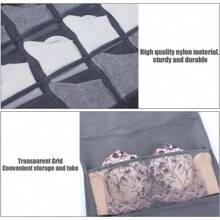 1PC Bra Storage Organiser With 12 Mesh Pockets, Foldable Underwear Hanging Organizer For Wardrobe Wall Mount Bra Hanger Double Side Cloth With Hanger For Toys Purses Towels Socks Bras(Grey, 6+6=12 Pockets)  Decorations   Autumn Decor Festival Decor Room Decor Home Decor Fall Decor Bedroom Decor - Dark Grey - View 5