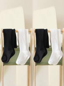 4pcs/set Girls' Black Basic All-match Leggings For All Seasons - Multicolor - View 1