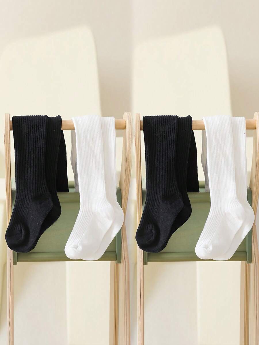 4pcs/set Girls' Black Basic All-match Leggings For All Seasons - Multicolor - View 1