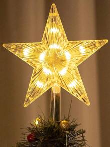 1pc 5.9 Inch Star-shaped Led Christmas Tree Topper With Warm White Light, Battery Operated (2 Aa Batteries Not Included), For Christmas Tree Decorations And Home Decorations During Festivals - White - View 5