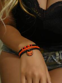 3 Cái/bộ Vòng Tay Đính Cườm Dễ Thương Với Các Chi Tiết Trang Trí Cho Mèo, Thích Hợp Cho Phụ Nữ Đeo Hàng Ngày - Nhiều màu - Xem 1