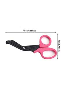 1pc Pink Stainless Steel Household Multifunctional Gauze Scissor Bandage Canvas Scissor Portable Accessories Small Scissor, Tools For Men - Pink - View 2