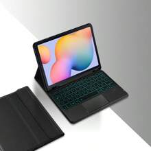 背光触控板键盘保护套适用于 Galaxy Tab S6 Lite 10.4 英寸 P610 P613 P615 P618 P619 A8 10.5 英寸 X200 X205 Tab S7/S8/A9+ 11'' T870 T875 X700 X706 X210 X216 X218 平板电脑磁分离智能触控板背光键盘保护套西班牙语英语阿拉伯语 - 黑色-阿拉伯語佈局 - 查看 4