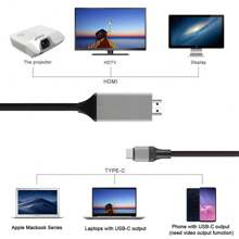 Cable Para Conectar Celular A Pantalla, Tipo-C a hDTV 4K - Negro - Ver 3