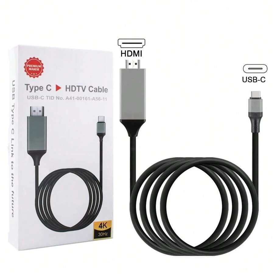 Cable Para Conectar Celular A Pantalla, Tipo-C a hDTV 4K - Negro - Ver 1