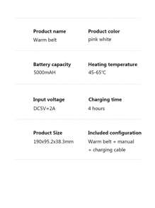 1件全新振動加熱舒緩腰帶,熱敷暖和的子宮帶經期神器,電熱腰部保護子宮帶 - 粉色 - 查看 8