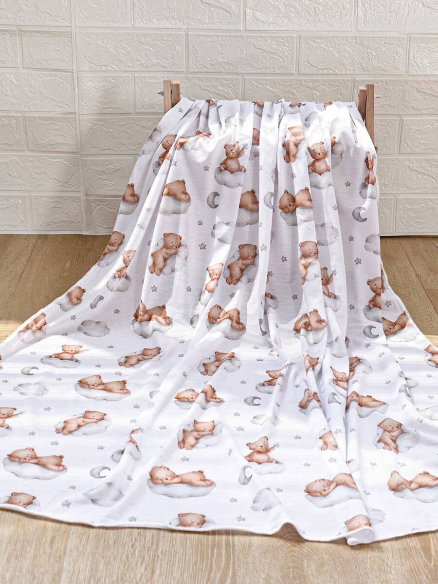 1pc Cute Goodnight Bear Pattern Baby Swaddling Blanket SHEIN USA