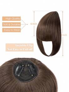 nimoki 高溫合成纖維斜刘海剪,光面條理自然真實感。輕巧方便,亞光淺棕色,適合女性日常佩戴 - Light Brown - 查看 3