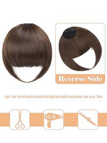 nimoki 高溫合成纖維斜刘海剪,光面條理自然真實感。輕巧方便,亞光淺棕色,適合女性日常佩戴 - Light Brown - 查看 2