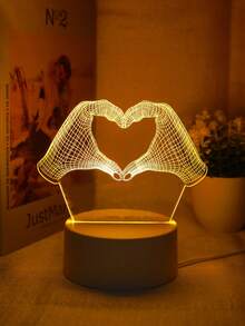 1入組琥珀色遙控雙手形狀心臟3d夜燈和禮物夜燈 - 亮橙色 - 查看 3