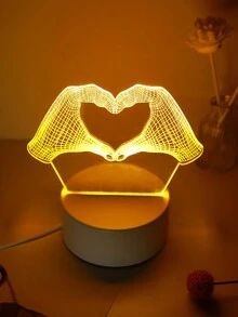 1入組琥珀色遙控雙手形狀心臟3d夜燈和禮物夜燈 - 亮橙色 - 查看 8