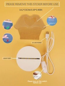 1入組琥珀色遙控雙手形狀心臟3d夜燈和禮物夜燈 - 亮橙色 - 查看 7