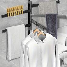 Rotating Towel Rack For Bathroom, Wall Mounted Multiple Bars Towel Storage Rack, Corner Towel Bar For Kitchen, Toilet, Room, No Drilling - Black - View 3