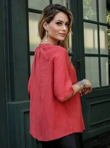 Women Blouses - Đỏ - Xem 4