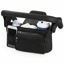 1pc Stroller Hanging Bag, Multi-Functional Diaper Organizer Bag, Large Capacity Bottle Bag, Suitable For Baby Stroller Outdoor Use - Black - View 5