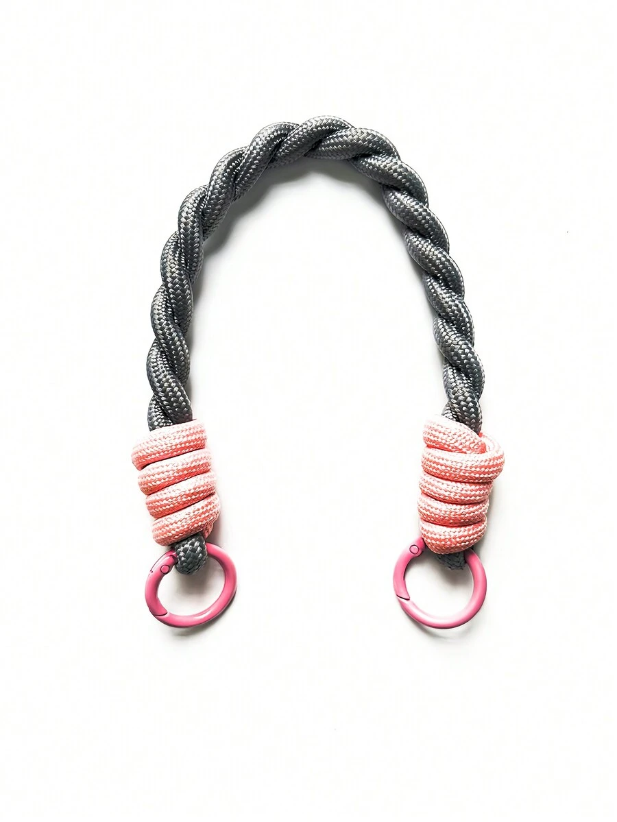 1 件灰色扭繩手機掛繩,附圓扣設計,適用於有掛孔的手機殼 - 彩色 - 查看 1