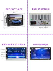 7-Inch Car Radio HD Touchscreen, 2 Din Car Multimedia Player, Car Audio Stereo FM, MirrorLink, Hands-Free Calling, Includes Steering Wheel Control And Backup Reversing Camera - Black - View 7