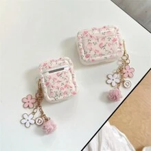 Fashionable Floral Pattern Wave Edge With Pendant Apple Earphone Case Compatible With IPhone 1/2/Pro/3/Pro (2nd Generation) Without Earphones