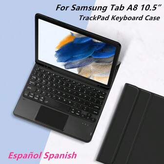 Spanish TrackPad Keyboard Case Book Cover Compatible With Samsung Galaxy Tab A8 10.5 Inch X200 X205 X205C Tablet Magnetic Separation Smart TouchPad Keyboards Slim
