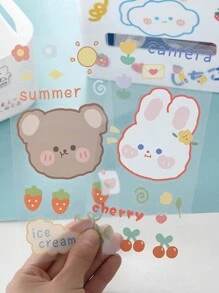 2pcs Transparent Pvc Cartoon Stickers For Storage Box, Cup Decoration - Multicolor - View 3