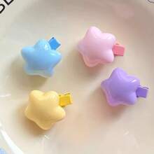 4pcs Cute Star Design Hair Clips For Women, Suitable For Side Bangs - Multicolor - View 2